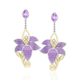 Dancing Lotus Silver, Gold & Gemstone Earrings MER520 - Jewelry
