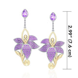 Dancing Lotus Silver, Gold & Gemstone Earrings MER520 - Jewelry