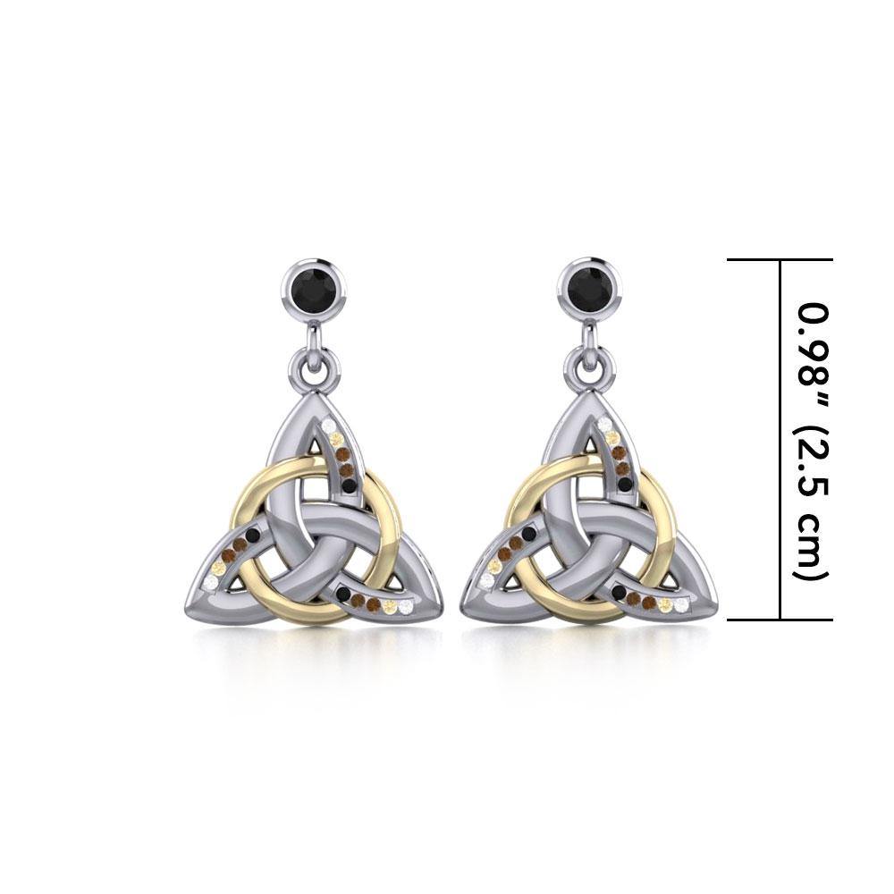 Celtic Trinity Knot Silver and Gold Earrings MER704 - Jewelry
