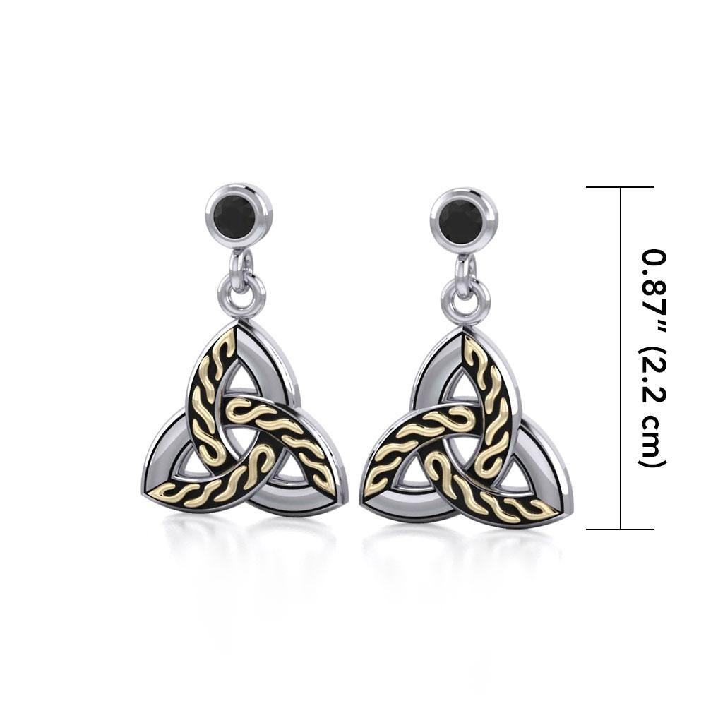 Celtic Trinity Knot Silver and Gold Post Earrings MER705 - Jewelry