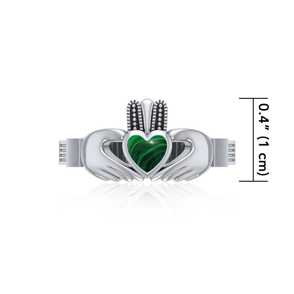 Irish Claddagh Silver Ring with Gem MG058I - Jewelry