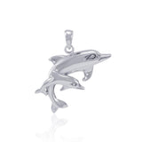 Silver Mother and Child Dolphin Pendant MG383