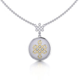 Chinese Mystic Knot Silver and Gold Necklace MNC357 - Jewelry