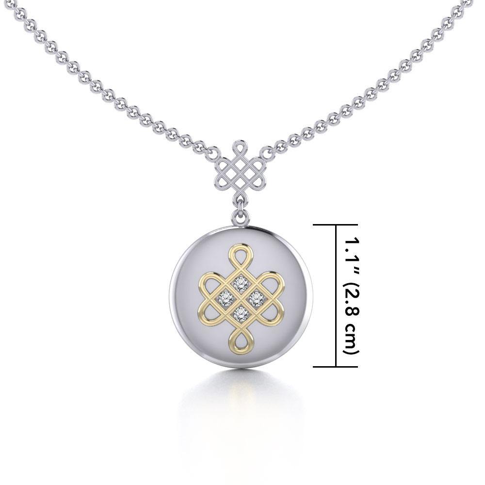 Chinese Mystic Knot Silver and Gold Necklace MNC357 - Jewelry