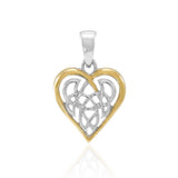 Celtic Knot Heart Silver and 18K Gold Accent Pendant MPD2332