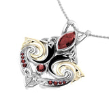 Look beyond your life’s endless journey ~ Sterling Silver Celtic Triquetra Pendant Jewelry with 14k Gold accent and Gemstone MPD1273 - Jewelry