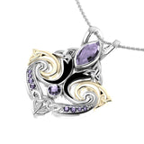 Look beyond your life’s endless journey ~ Sterling Silver Celtic Triquetra Pendant Jewelry with 14k Gold accent and Gemstone MPD1273 - Jewelry