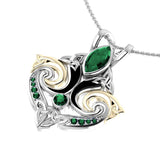 Look beyond your life’s endless journey ~ Sterling Silver Celtic Triquetra Pendant Jewelry with 14k Gold accent and Gemstone MPD1273 - Jewelry