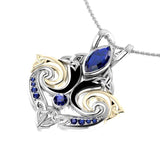 Look beyond your life’s endless journey ~ Sterling Silver Celtic Triquetra Pendant Jewelry with 14k Gold accent and Gemstone MPD1273 - Jewelry
