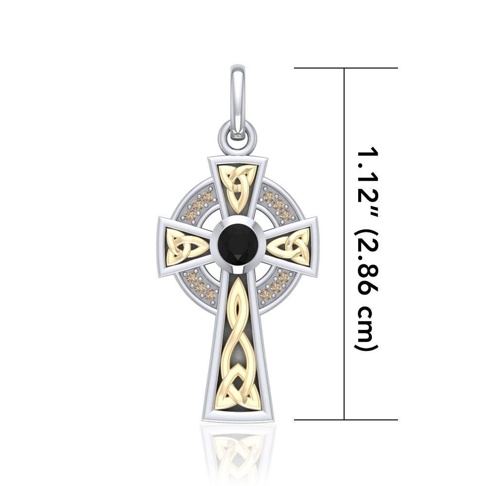 An inspiring crucifix ~ Sterling Silver Jewelry Celtic Cross Pendant with 18k Gold accent MPD1805 - Jewelry