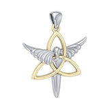 Trinity Knot Angel Silver with 14K Gold Accent Pendant MPD3268 - Jewelry