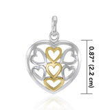 Heart in Heart Silver and Gold Pendant MPD3422