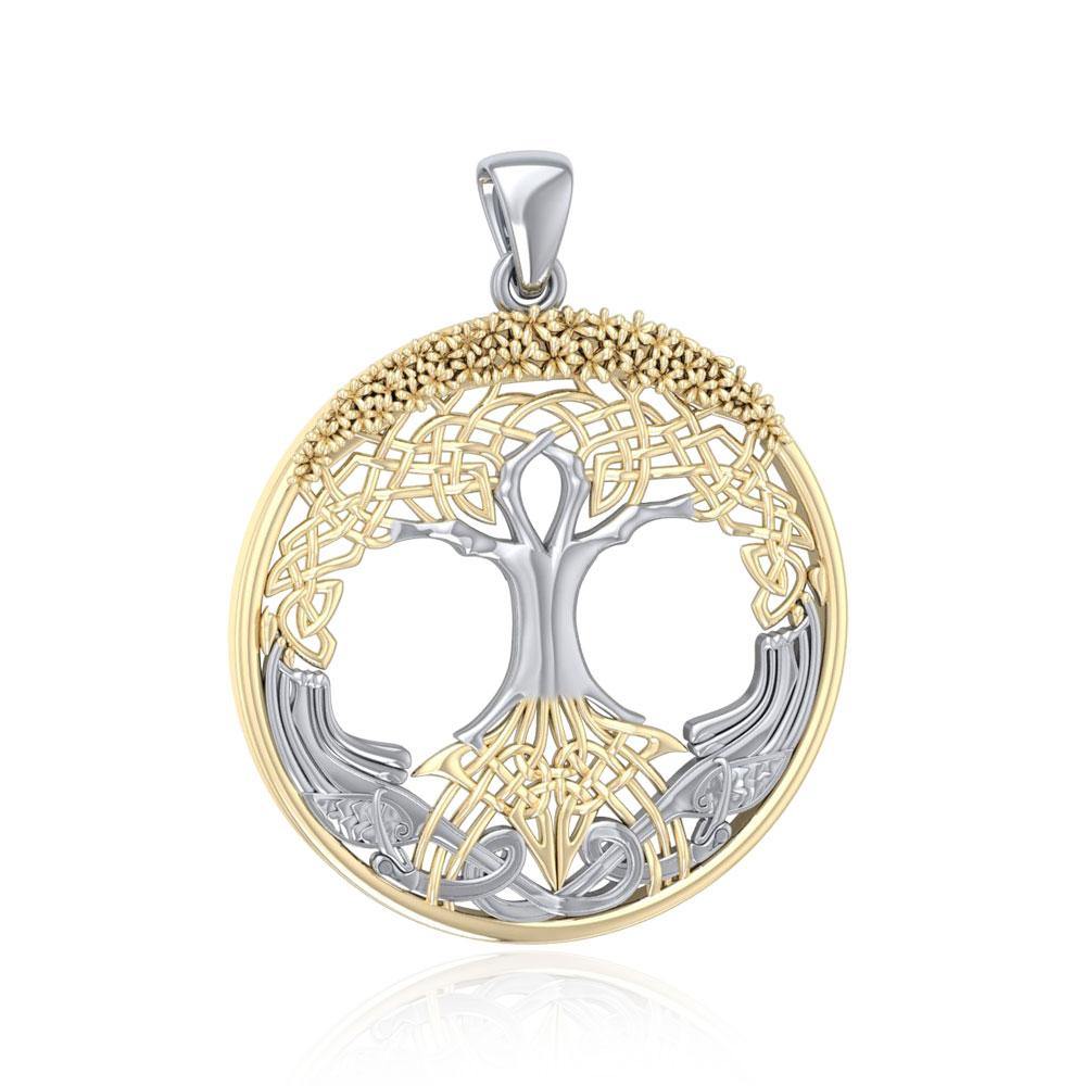 Behold the Magnificent Tree of Life ~ 14k Gold accent and Sterling Silver Jewelry Pendant MPD3544 - Jewelry