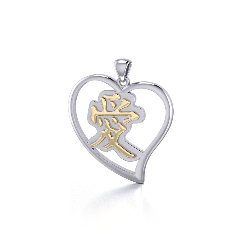 Love Feng Shui Heart Silver and Gold Pendant MPD3782 - Jewelry