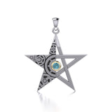 Pentacle Steampunk Silver and Gold Pendant MPD3870 - Jewelry