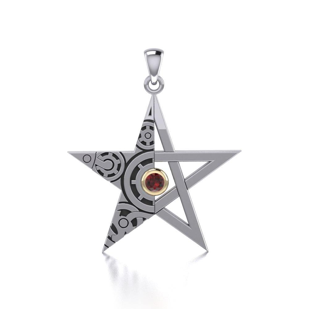The Star Steampunk Silver and Gold Pendant MPD3870 - Jewelry