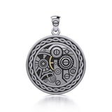 Endless Circle Knot in Steampunk ~ Sterling Silver Jewelry Pendant with 14k Gold accent MPD3902