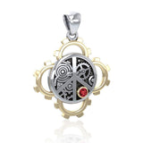 Peace Steampunk Sterling Silver and Gold Pendant MPD3927 - Jewelry