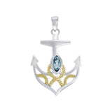 Hold on to your life's rope and anchor ~ Sterling Silver Jewelry Pendant with 14k Gold accent - Jewelry