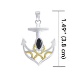 Hold on to your life's rope and anchor ~ Sterling Silver Jewelry Pendant with 14k Gold accent - Jewelry
