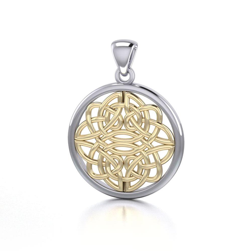 Round Celtic Knotwork Silver and Gold Pendant MPD4462 - Jewelry