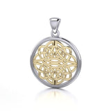 Round Celtic Knotwork Sterling Silver Pendant Jewelry with 14K Gold accent MPD4462 - Jewelry