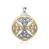 Celtic Trinity Quaternary Knot Silver and 14K Gold Accented Pendant MPD4631 - Jewelry