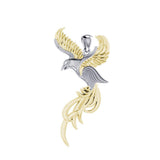 Soar to the Heavens Flying Phoenix Silver and Gold Accent Pendant MPD5072