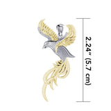 Soar to the Heavens Flying Phoenix Silver and Gold Accent Pendant MPD5072 - Jewelry