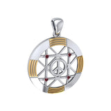 Peace Centralization Sterling Silver Pendant Jewelry with 14K Gold Vermeil and Gemstones MPD5143