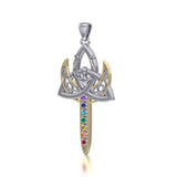 Silver and Gold Trinity Goddess Pendant with Chakra Gemstone MPD5151