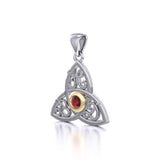 HBD Happy Birthday Monogramming Trinity Knot Silver and Gold Gemstone Pendant MPD5163 - Jewelry