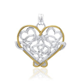 Cari Buziak Celtic Heart Silver and 18K Gold Accent Pendant MPD635 - Jewelry