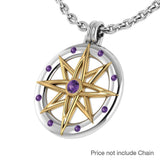 Wander through my compass ~ Sterling Silver Pendant Jewelry with gold accent and gemstone MPD683 - Jewelry