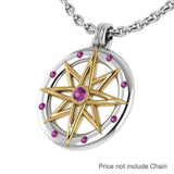 Wander through my compass ~ Sterling Silver Pendant Jewelry with gold accent and gemstone MPD683 - Jewelry