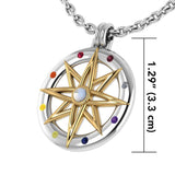 Wander through my compass ~ Sterling Silver Pendant Jewelry with gold accent and gemstone MPD683 - Jewelry