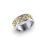 A marvelous vision of Celtic tradition ~ Celtic Knotwork Sterling Silver Ring with 14k Gold Accent MRI1205 - Jewelry