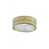 Evoke love, warmth, and passion ~ Celtic Knotwork Claddagh Sterling Silver Ring with 14k Gold accent MRI1318 - Jewelry