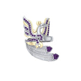 Mythical Phoenix arise! ~ Sterling Silver Jewelry Ring with 14k Gold and Gemstone Accents MRI1741 - Jewelry