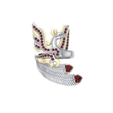 Mythical Phoenix arise! ~ Sterling Silver Jewelry Ring with 14k Gold and Gemstone Accents MRI1741 - Jewelry