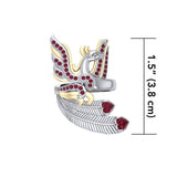 Mythical Phoenix arise! ~ Sterling Silver Jewelry Ring with 14k Gold and Gemstone Accents - Jewelry