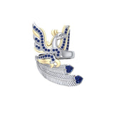 Mythical Phoenix arise! ~ Sterling Silver Jewelry Ring with 14k Gold and Gemstone Accents MRI1741 - Jewelry