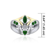 Irish Claddagh Silver and Gold Ring with Gemstones MRI274 - Jewelry