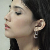 Celtic Moon Silver with Yellow and Pink Gold Plate Earrings OTE2007 - Jewelry