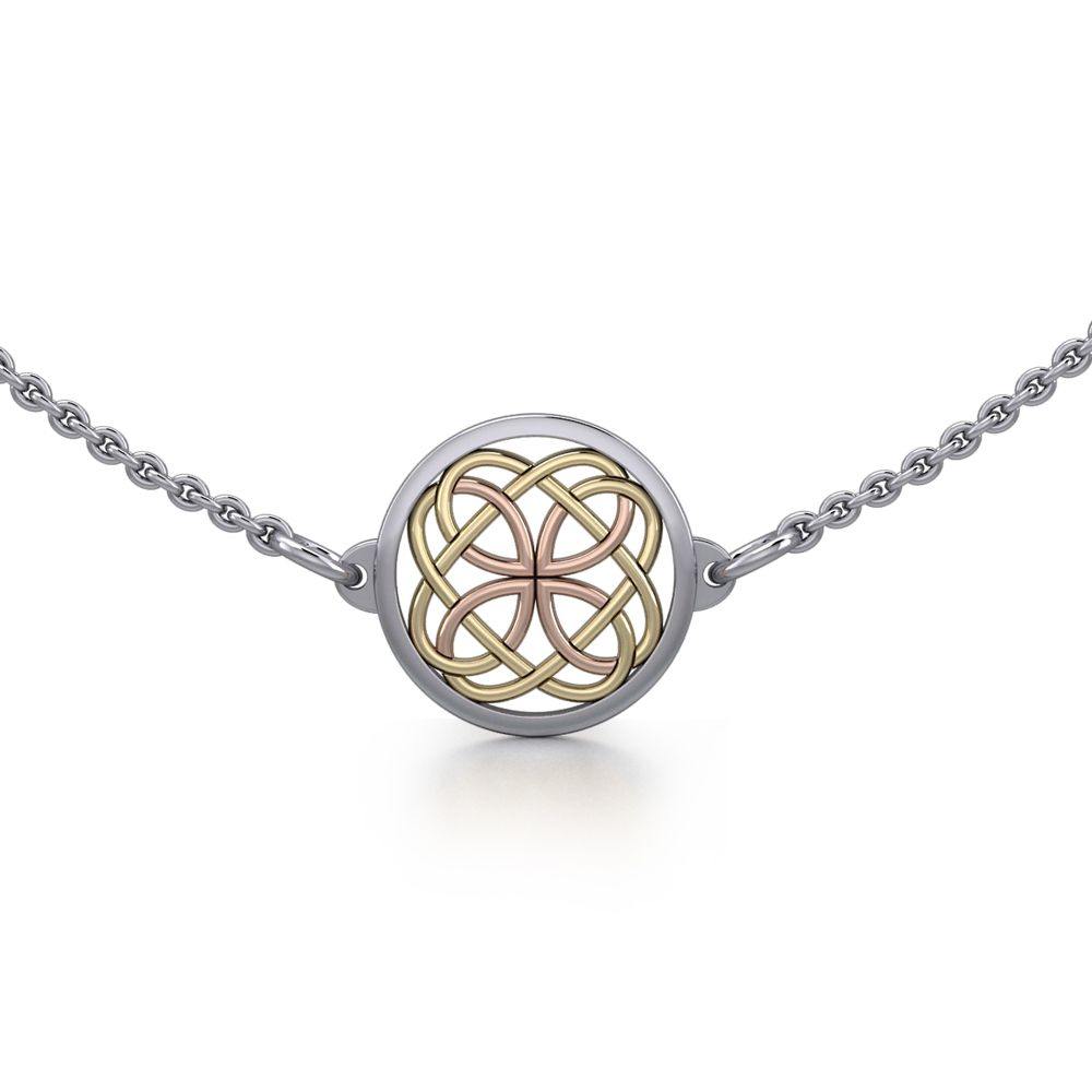 Circle Celtic Knot Three Tone Necklace OTN010 - Jewelry