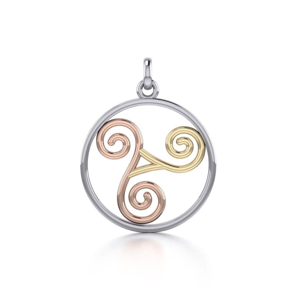 Celtic Three Tone Spiral Pendant OTP038 - Jewelry