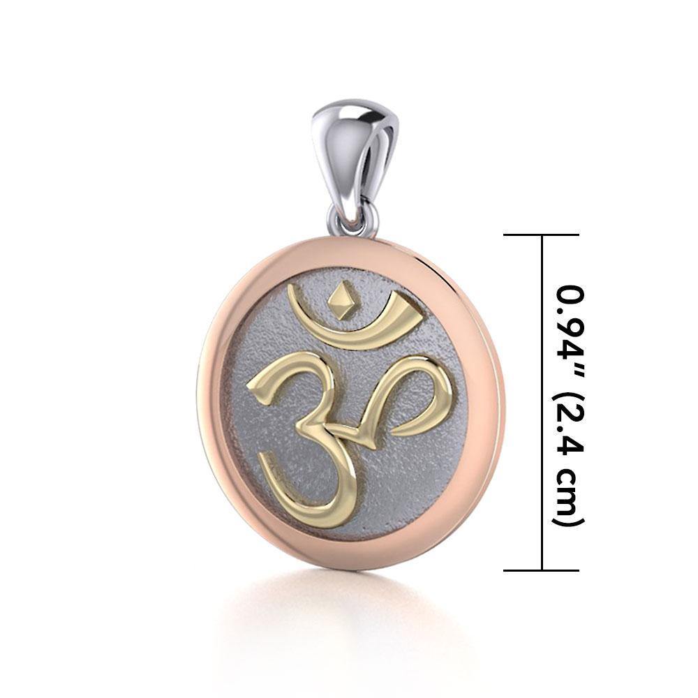 Om Medallion of Spiritual and Mystical Blessings ~ 14k Yellow and Pink gold Pendant - Jewelry
