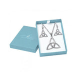 Silver Celtic Trinity Knot Pendant Chain and Earrings Box Set SET017