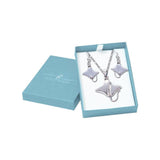 Sterling Silver Manta Ray Pendant Chain and Earrings Box Set SET029