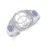 Chalice Well Silver Cuff Bracelet with Gems TBA003 - Jewelry